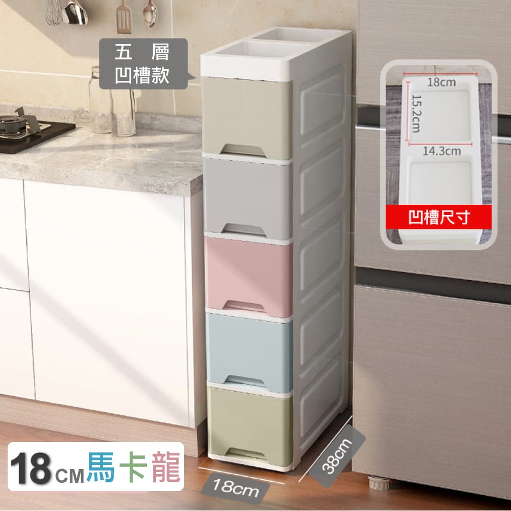 18面寬北歐風雙凹槽隙縫收納櫃 WW-0181