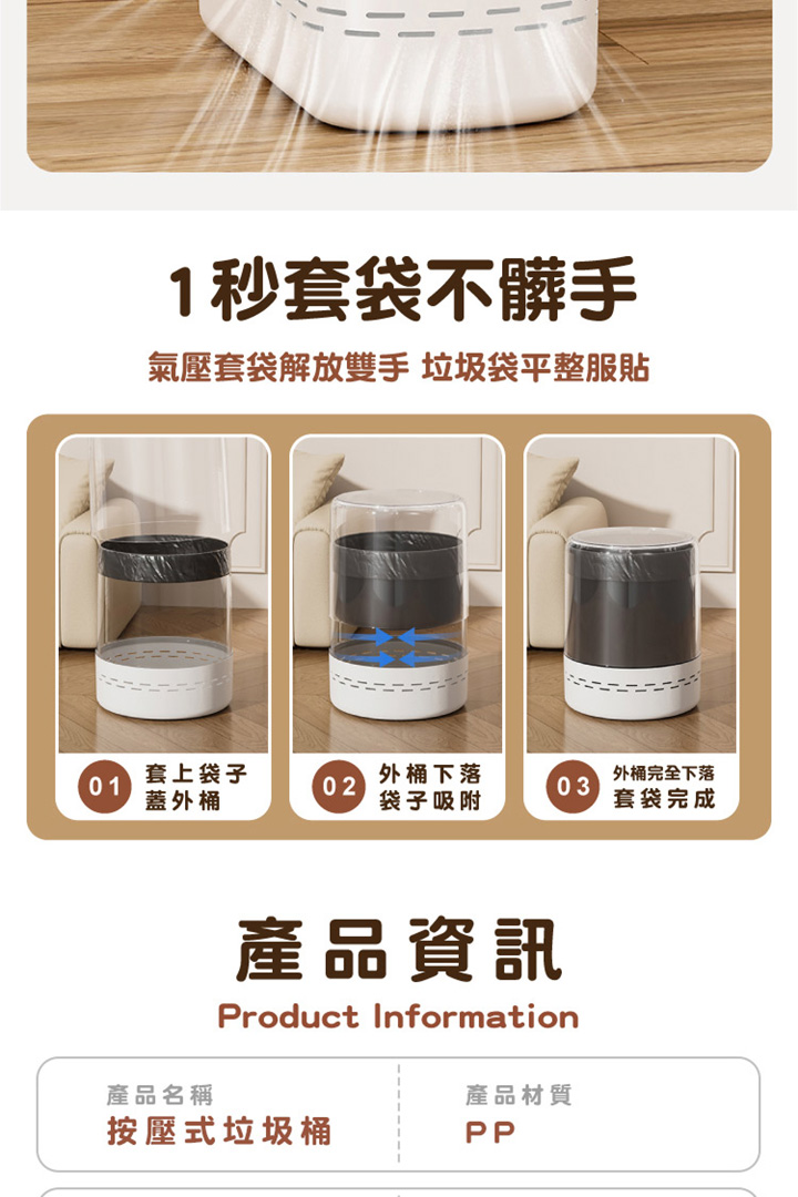 圓形按壓垃圾桶 商品詳情 7